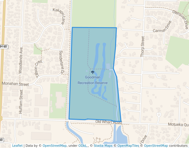 walking in Goodman Recreation Reserve map in Motueka