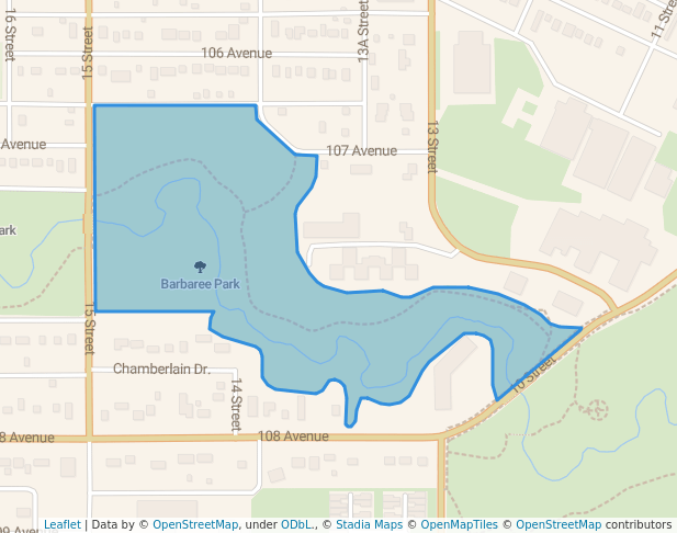 walking in Barbaree Park map in Dawson Creek