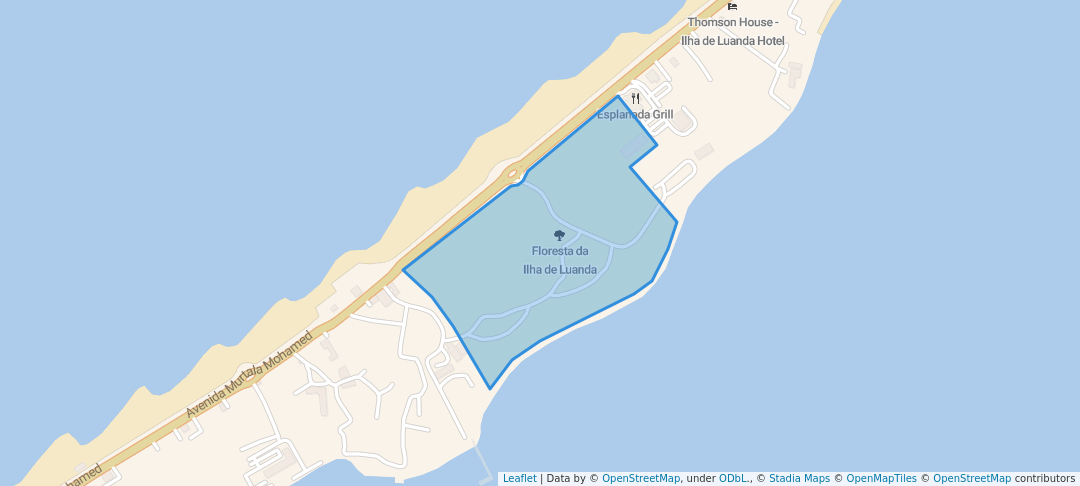 walking in Luanda Island Forest map in Luanda