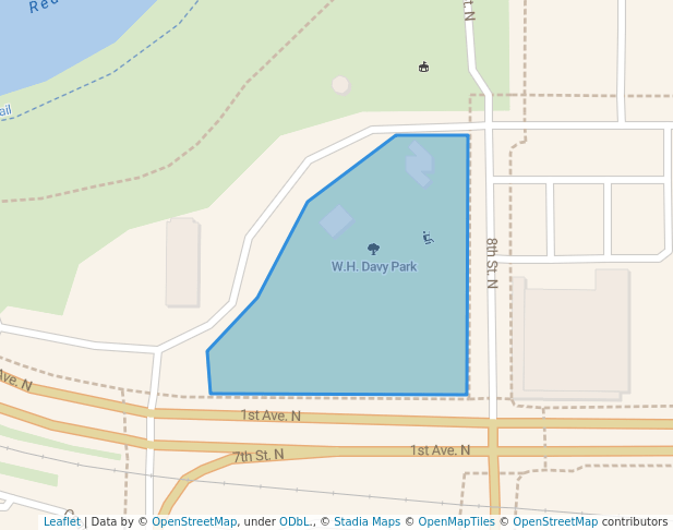 walking in W.H. Davy Park map in Moorhead