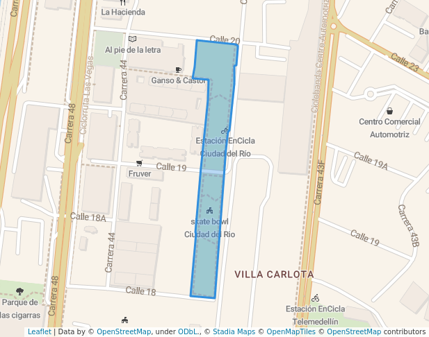 walking in Parque lineal Ciudad del Rio map in Medellín