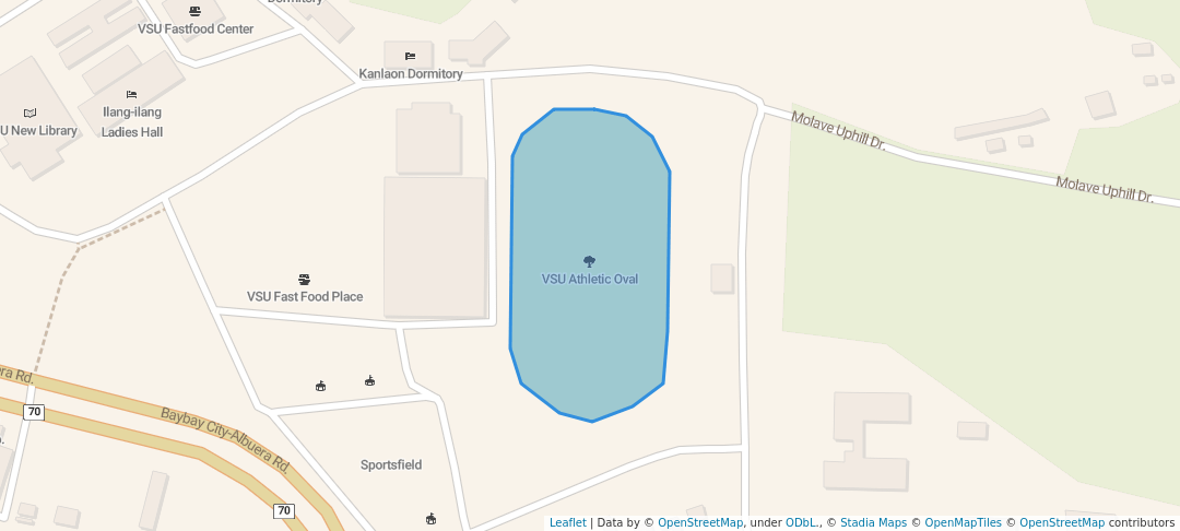 walking in VSU Athletic Oval map in Baybay City