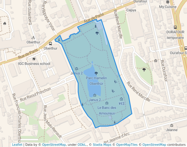 walking in Parc Hamelin Oberthür map in Rennes