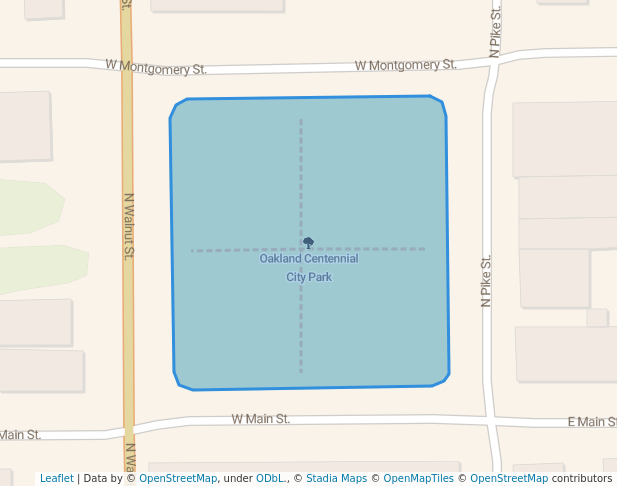walking in Oakland Centennial City Park map in Oakland