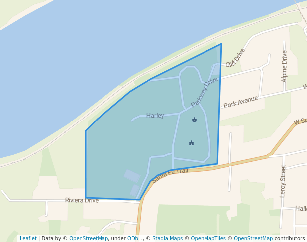 walking in Harley Park map in Boonville