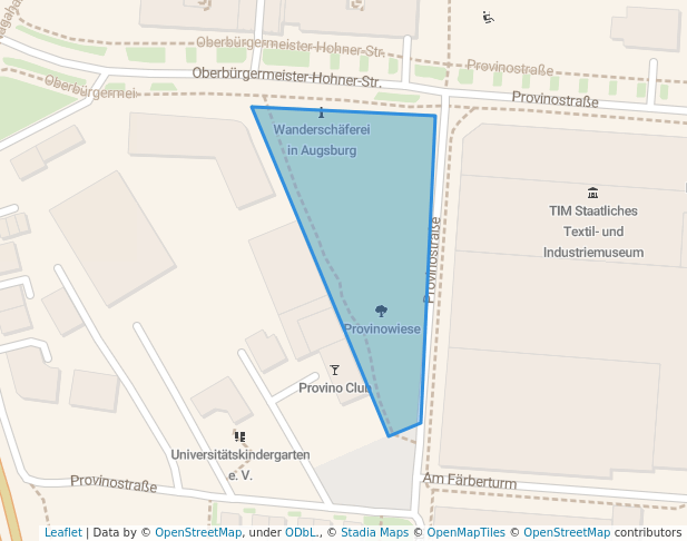 walking in Provinowiese map in Augsburg