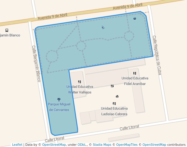 walking in Parque Miguel de Cervantes map in Cochabamba