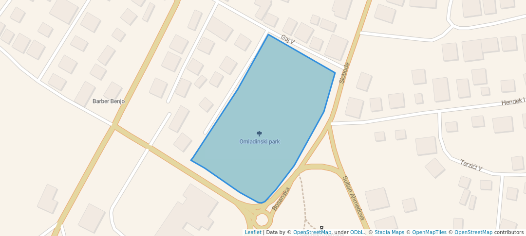 walking in Omladinski park map in Bugojno