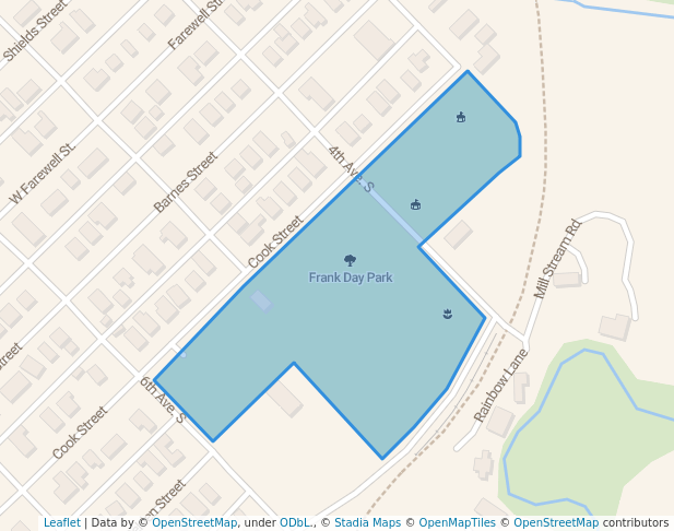 walking in Frank Day Park map in Lewistown
