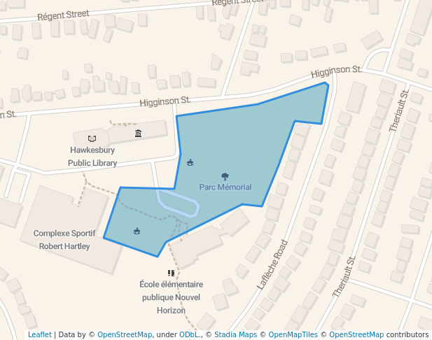 walking in Memorial Park map in Hawkesbury
