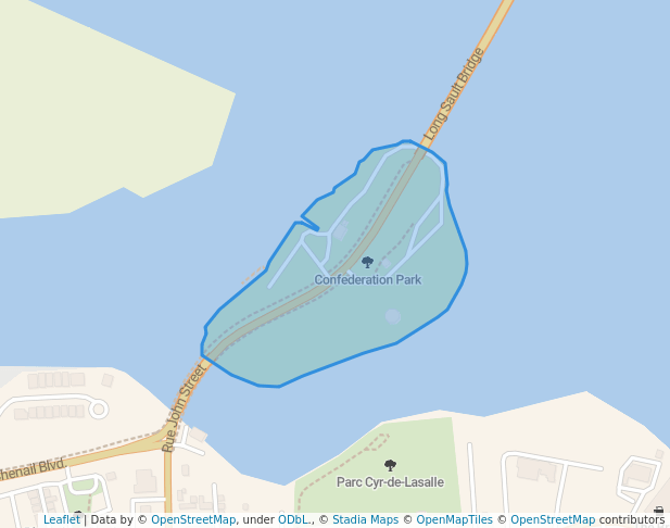 walking in Confederation Park map in Hawkesbury