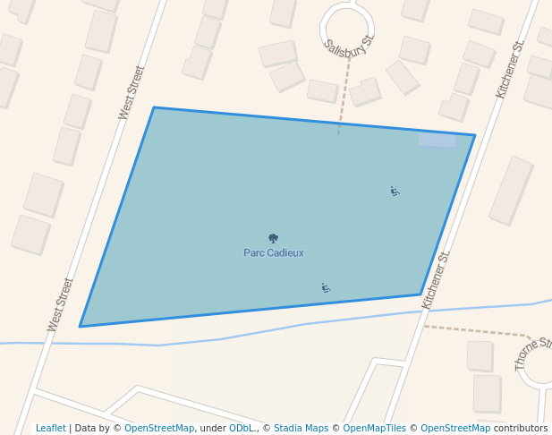 walking in Cadieux Park map in Hawkesbury