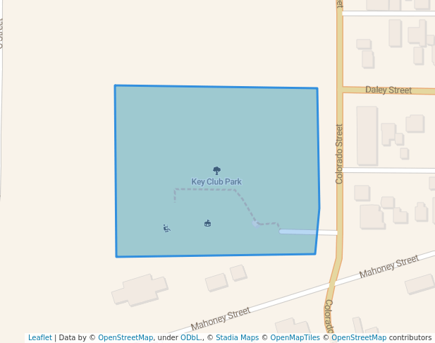 walking in Key Club Park map in Rawlins