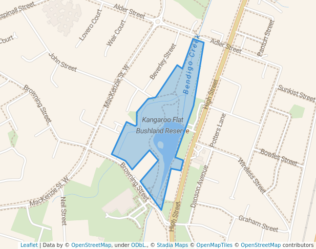 walking in Kangaroo Flat Bushland Reserve map in Bendigo