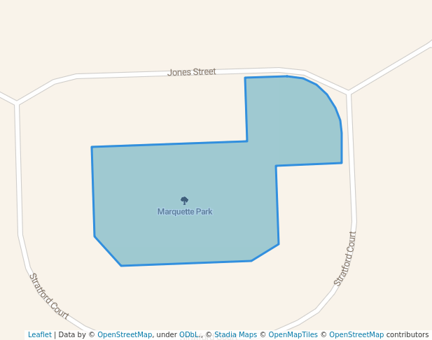 walking in Marquette Park map in Joliet