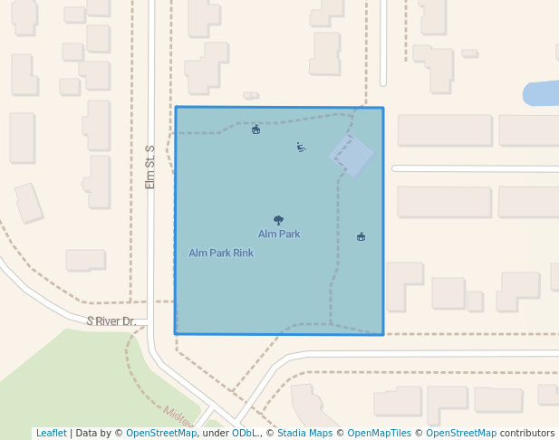 walking in Alm Park map in Moorhead