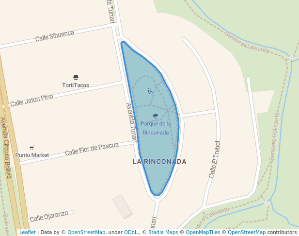 walking in Parque de la Rinconada map in Cochabamba