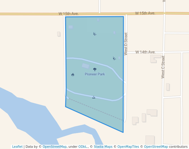 walking in Pioneer Park map in Torrington