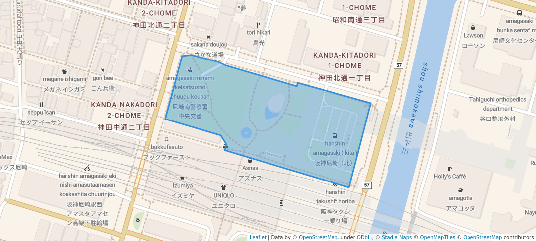 walking in 中央公園 map in Amagasaki