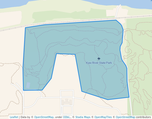 walking in Kaw River State Park map in Topeka