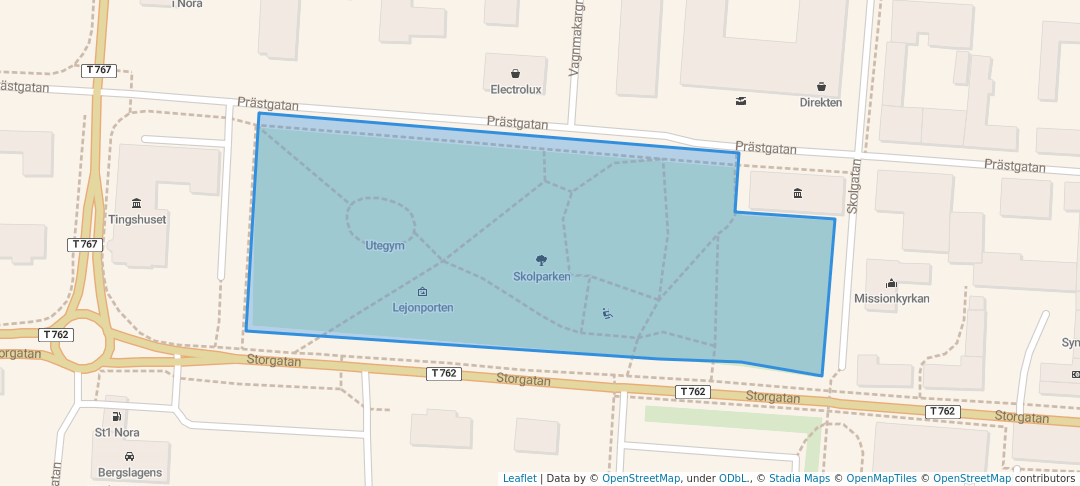 walking in Skolparken map in Nora