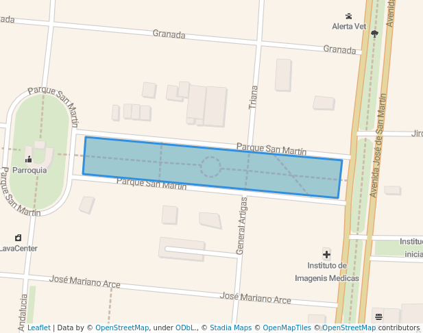 walking in Parque San Martín map in Pueblo Libre