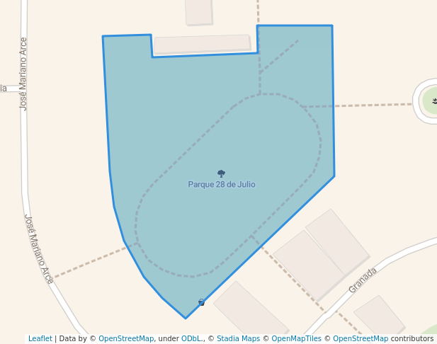 walking in Parque 28 de Julio map in Pueblo Libre