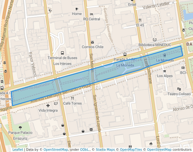 Bandejón Central Alameda Bernardo O'Higgins