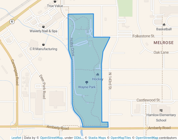 walking in Wayne Park map in Waverly