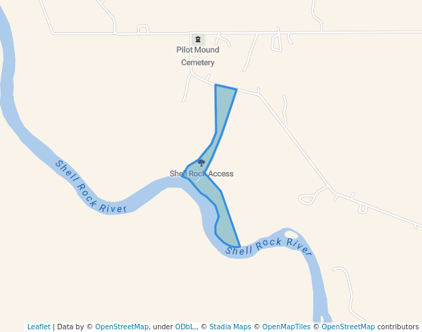 walking in Shell Rock Access map in Waverly