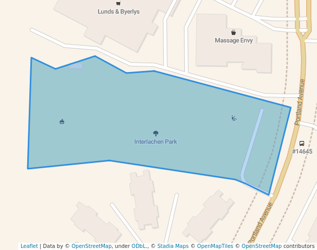 walking in Interlachen Park map in Burnsville