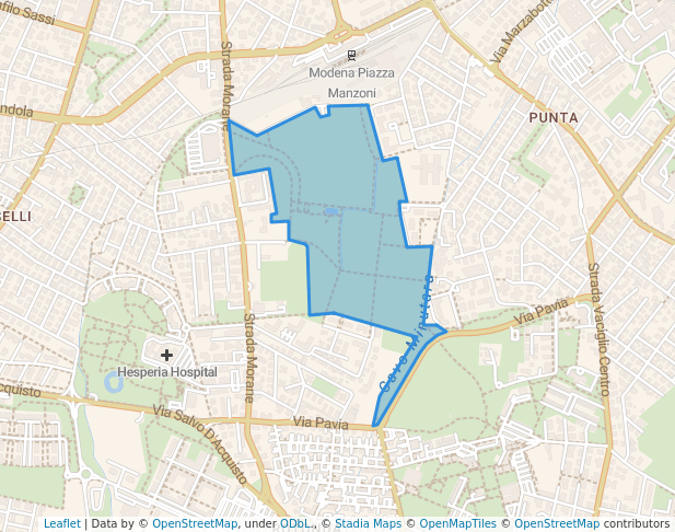 walking in Parco della Resistenza map in Modena