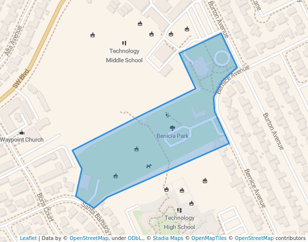 walking in Benicia Park map in Rohnert Park