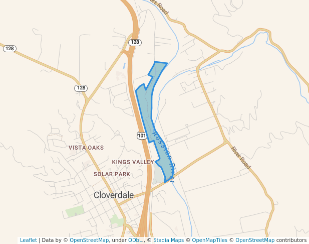 walking in Cloverdale River Park map in Cloverdale