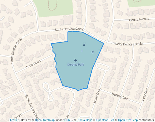 walking in Dorotea Park map in Rohnert Park