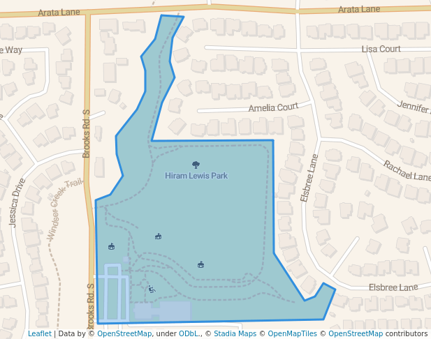 walking in Hiram Lewis Park map in Windsor