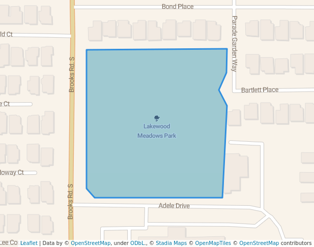 walking in Lakewood Meadows Park map in Windsor