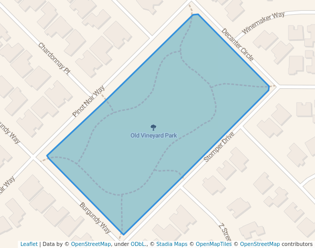 walking in Old Vineyard Park map in Windsor