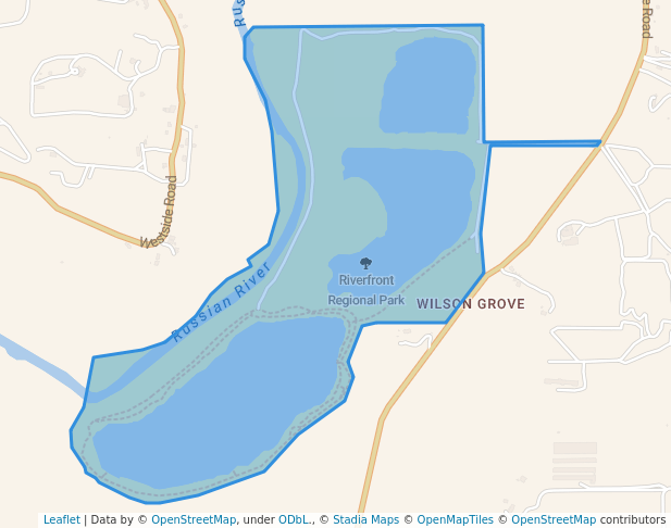 walking in Riverfront Regional Park map in Healdsburg