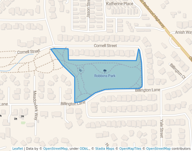 walking in Robbins Park map in Windsor