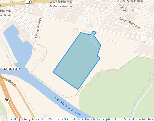 walking in Rocky Memorial Dog Park map in Petaluma