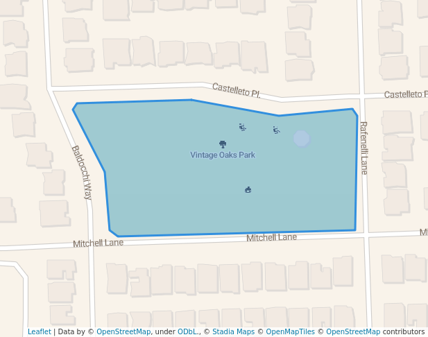 walking in Vintage Oaks Park map in Windsor