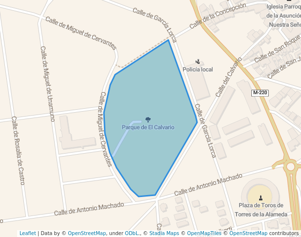 walking in Parque de El Calvario map in Torres de la Alameda