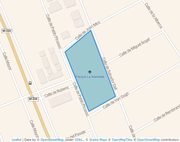 walking in Parque La Alameda map in Torres de la Alameda