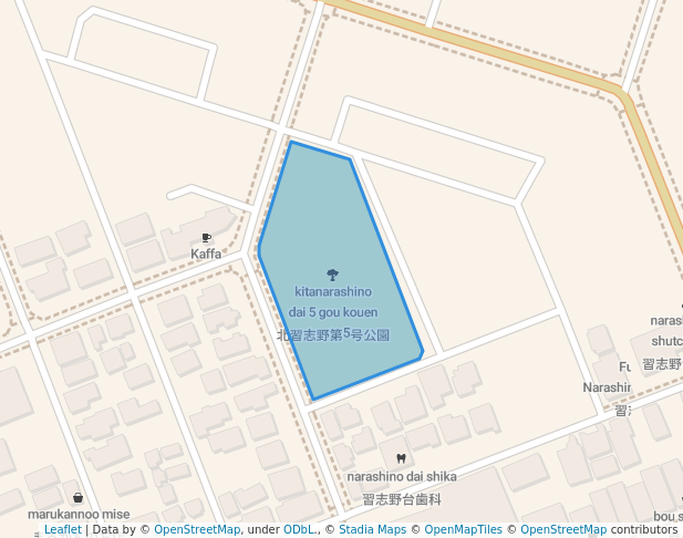 walking in 北習志野第5号公園 map in Funabashi