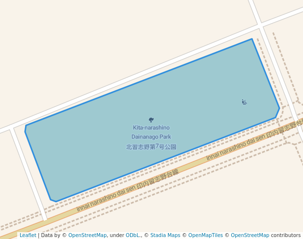 walking in Kita-narashino Dainanago Park map in Funabashi