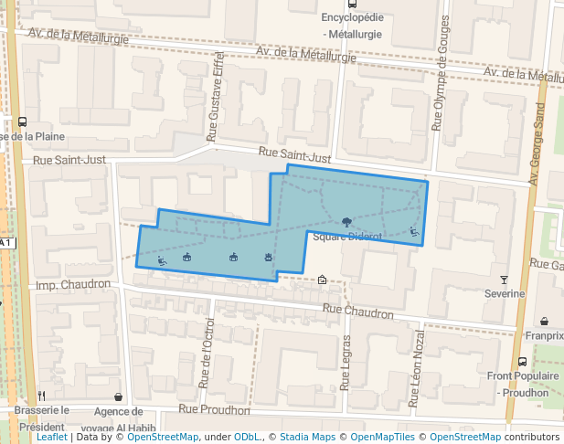 walking in Square Diderot map in Saint-Denis