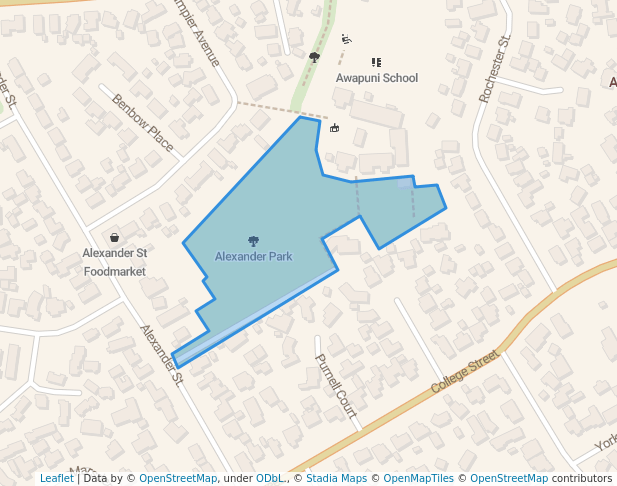 walking in Alexander Park map in Palmerston North