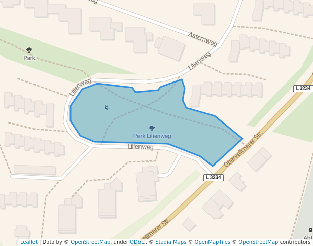 walking in Park Lilienweg map in Kassel