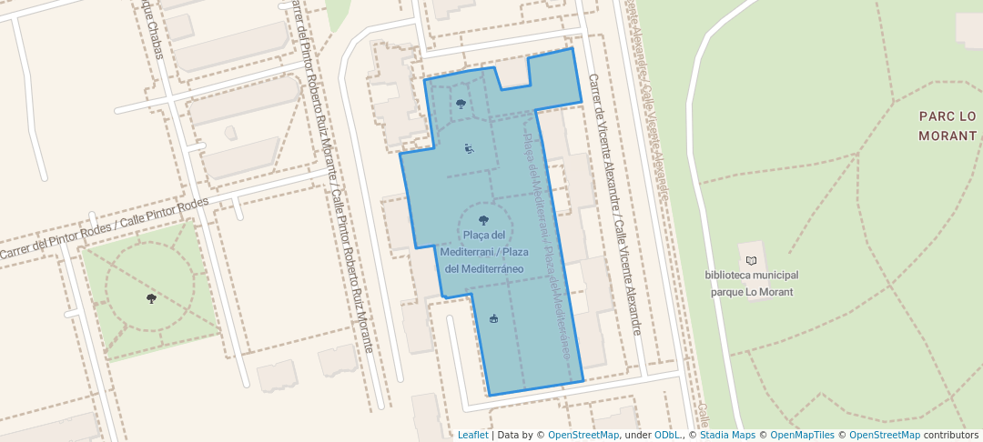 walking in Plaza Mediterráneo map in Alacant